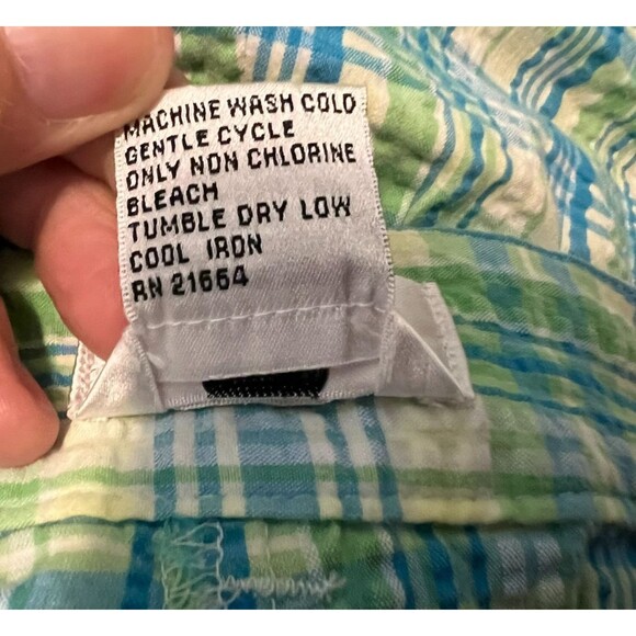 Talbots Woman Petite Seersucker Pedal Pusher Short Capri Pants 18W Blue Plaid - Picture 10 of 12